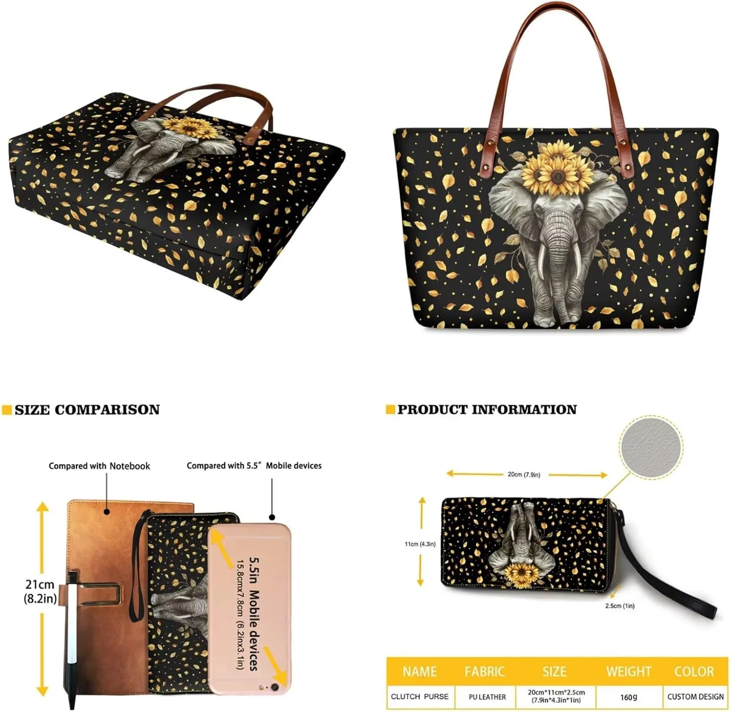 Women Handbag Wallet Combo,Portable Ladies Tote Bag Handbag,Top Handle Satchel Purse for Travel
