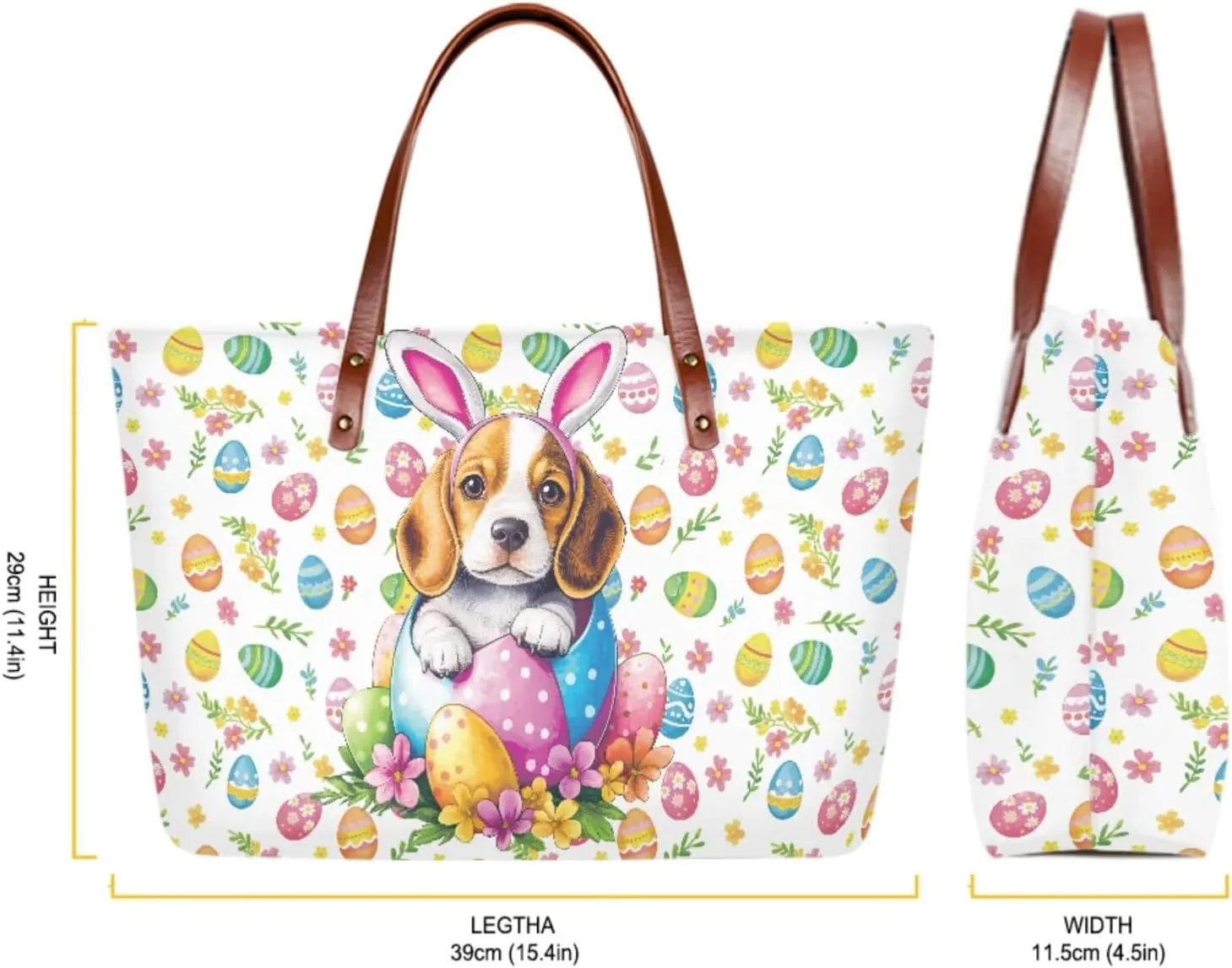 Women Ladies Handbags Wallet,Casual Top Handle Tote Bag with Wristlet Wallet,Easter Satchel Purse with Zipper