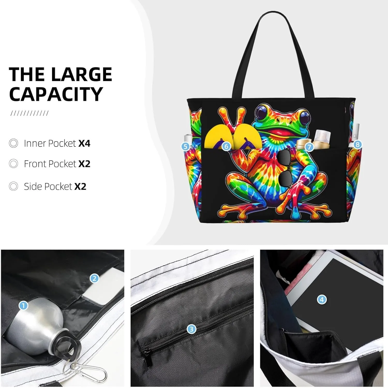 Women Large Beach Bag Travel Weekender Foldable Tote Bag for Pool Beach Vacation Gym