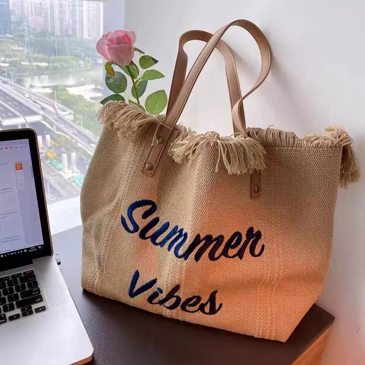 Women Large Size Canvas Bag Beach Tote Bag Large Capacity Mommy Bag