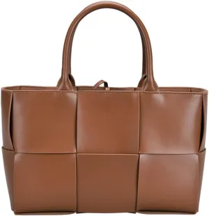 Women Leather Woven Shoulder Bag,Ladies Top Handle Satchel Tote Work Bag with Matching Clutch…