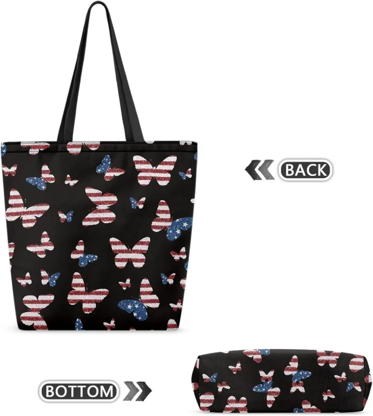Women Men Canvas Bag with Inner Zipper Pocket Large Reusable Grocery Tote Handbag