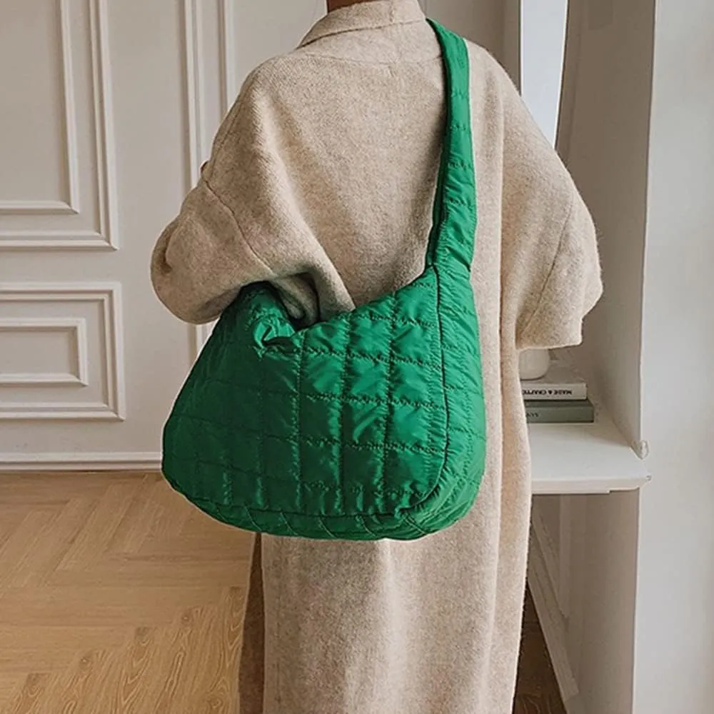 Women Puffer Tote Bags Lightweight Quilted Padding Shoulder Bag Lightweight Nylon Cotton Padded Large Tote Bags