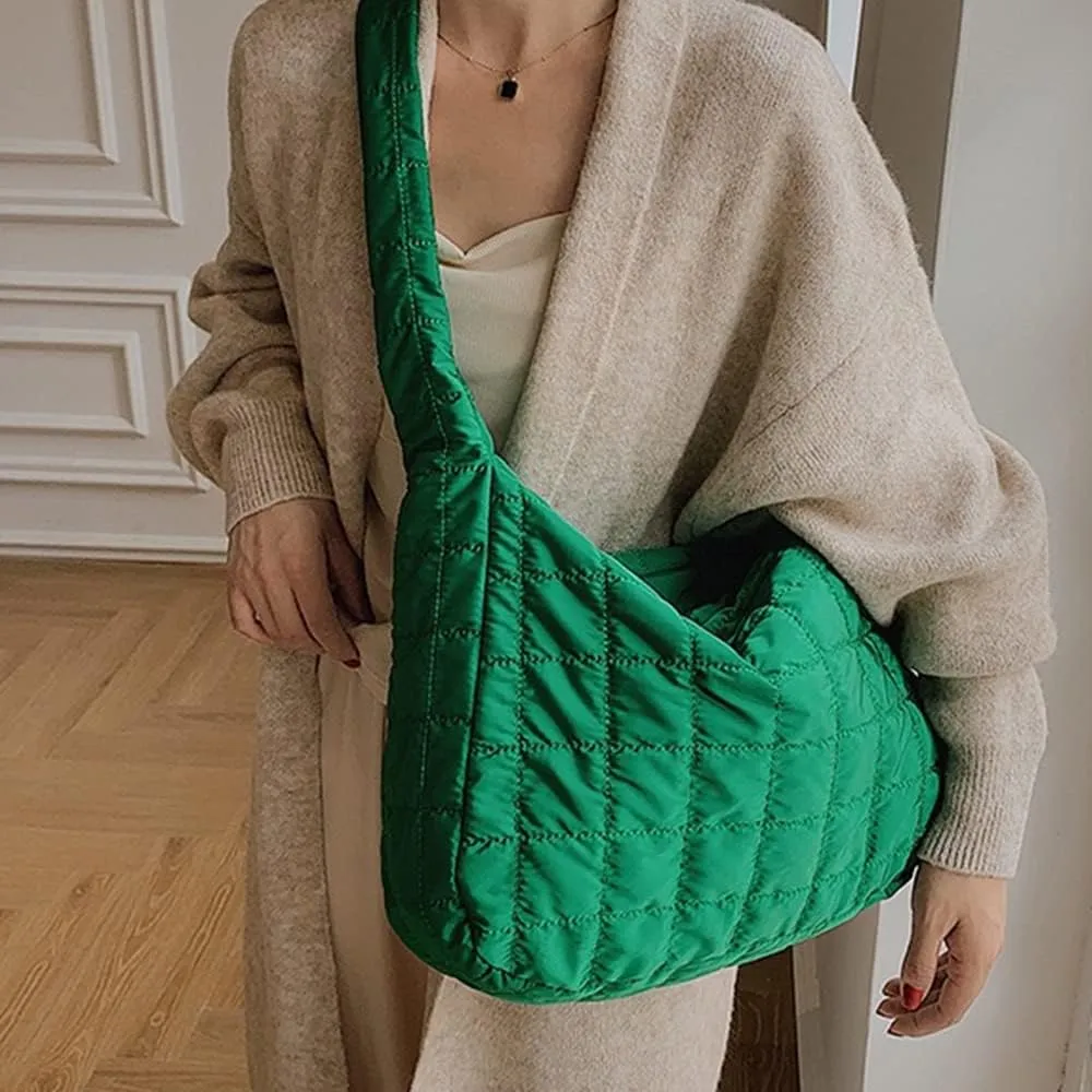 Women Puffer Tote Bags Lightweight Quilted Padding Shoulder Bag Lightweight Nylon Cotton Padded Large Tote Bags