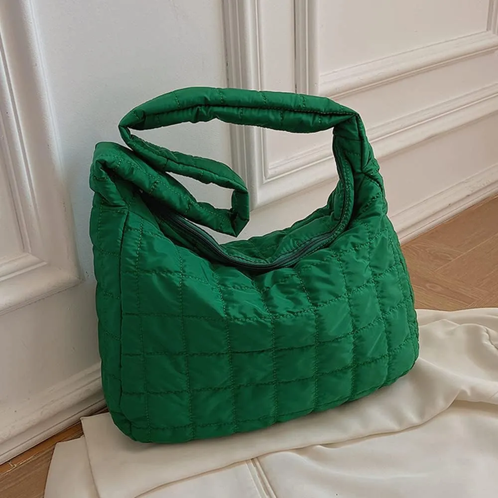 Women Puffer Tote Bags Lightweight Quilted Padding Shoulder Bag Lightweight Nylon Cotton Padded Large Tote Bags