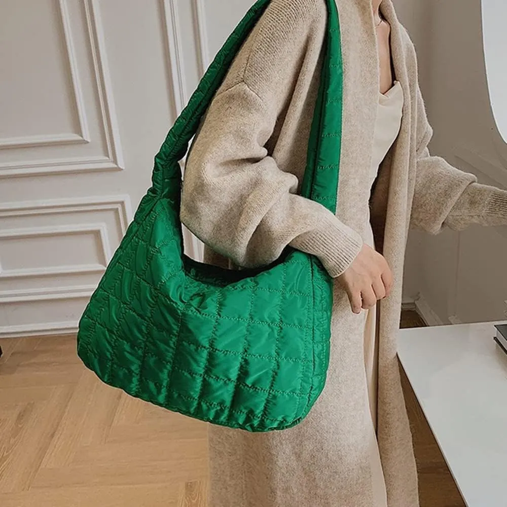 Women Puffer Tote Bags Lightweight Quilted Padding Shoulder Bag Lightweight Nylon Cotton Padded Large Tote Bags