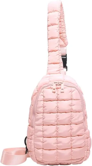 Women Quilted Chest Bag Cloud Waist Bag Zip Closure Puffer Crossbody Sling Bag Adjustable Strap Simple Shoulder Ba