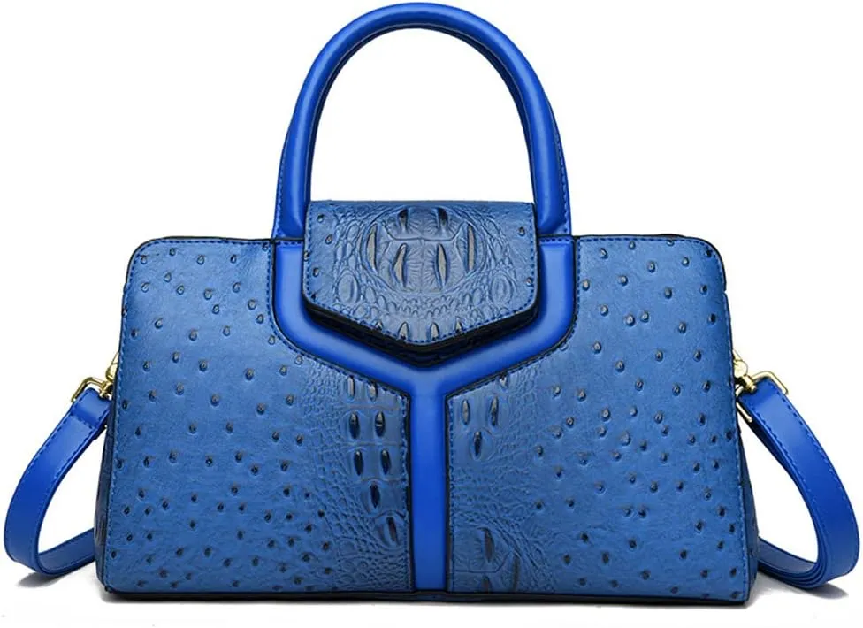Women Top Handle Handbags Embossed Design Satchel Bag Crocodile Pattern Horizontal Long Purse Flap Shoulder Bag Totes