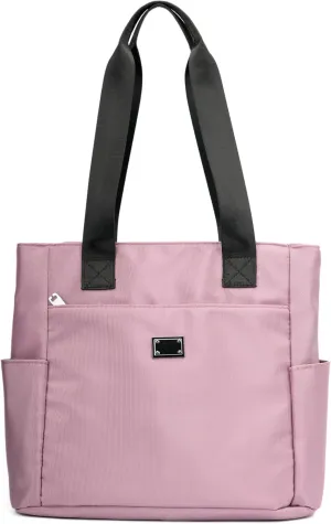 Women Tote Bag with Zipper Nylon Overnight Handbag Multiple Pockets Waterproof Shoulder Bag for Work Travel