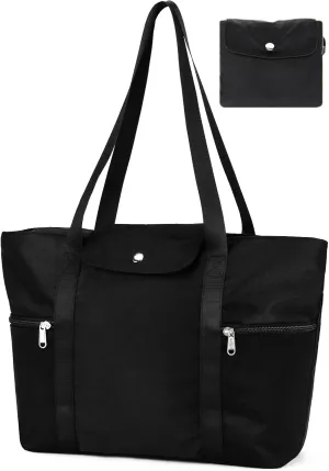 Women tote Bags for Work with Zipper 15.6 Laptop Compartment,Foldable Lightweight Shoulder Handbag for Office Travel