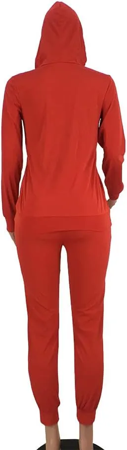 Women's 2 Piece Ripped Tracksuit Set Hoodie Sweatshirt Top Pants Jogging Suit