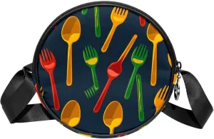 Women's Crossbody Handbags, Travel Purse, Cartoon Forks and knives