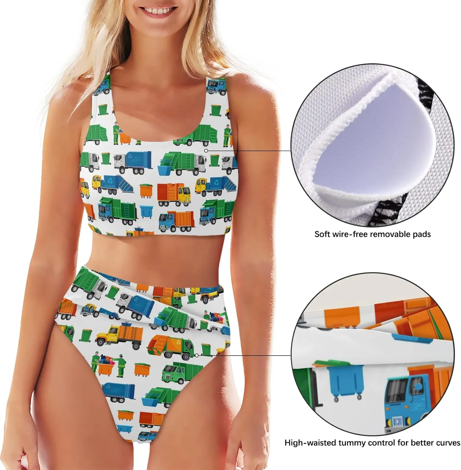 Women's High Waist Bikini Two-Piece Swimsuit,Back Crisscross Top with High Waist Ruched Panty