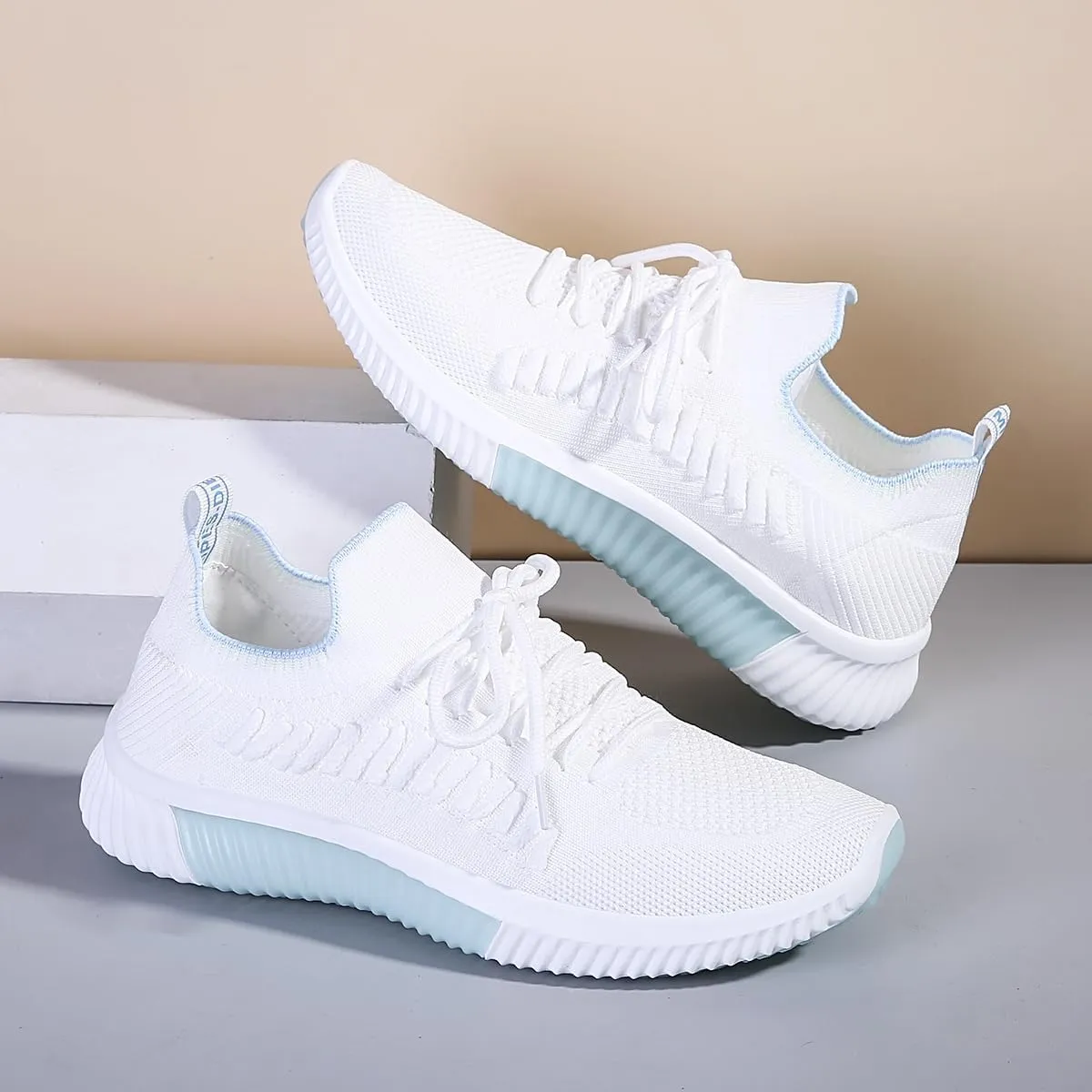 Women's Lace-Up Running Shoes - Breathable Mesh & Durable Rubber Sole for All-Season Outdoor Activities