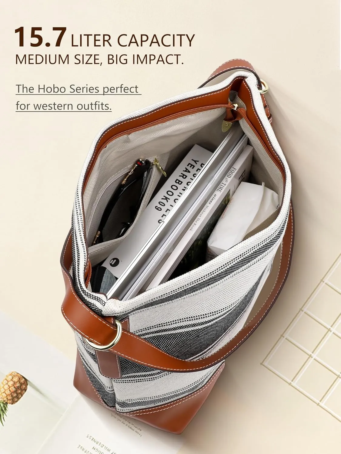 Women's Large Capacity Tote Bag - Durable Multi-Pocket, Lightweight for Work/Shopping/Travel