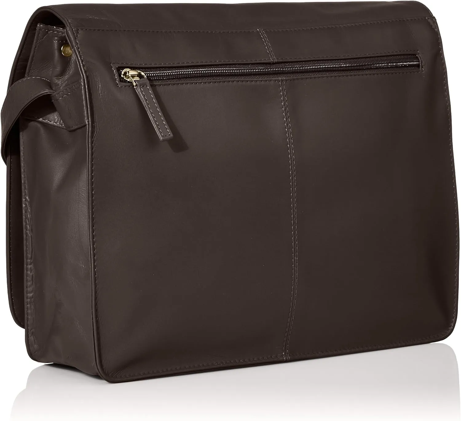 Womens Large Leather Flap-Over Shoulder/Crossbody Messenger Bag, Chocolate, One Size