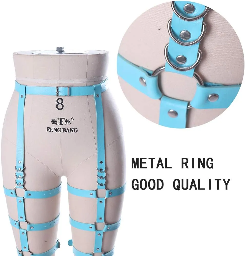 Women's leather body harness garter Lingerie cage Leg strap Waist belt Punk gothic Photography Rock Dance