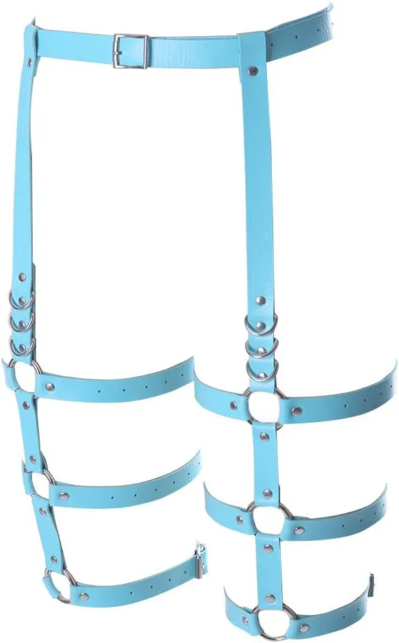 Women's leather body harness garter Lingerie cage Leg strap Waist belt Punk gothic Photography Rock Dance