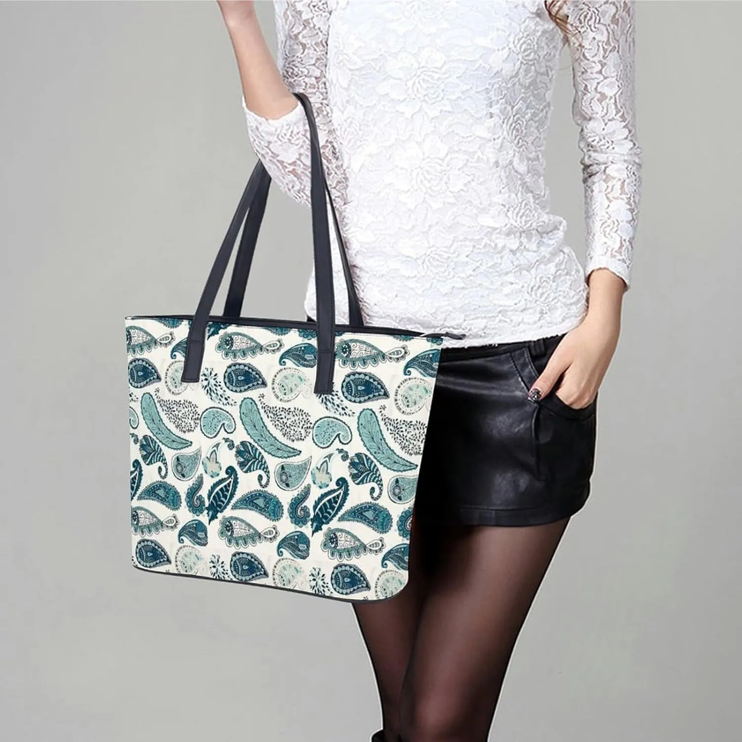 Women's Leather Tote Bag Fashion Handbag for Work Travel Shopping Daily Use Large Capacity Shoulder Purse
