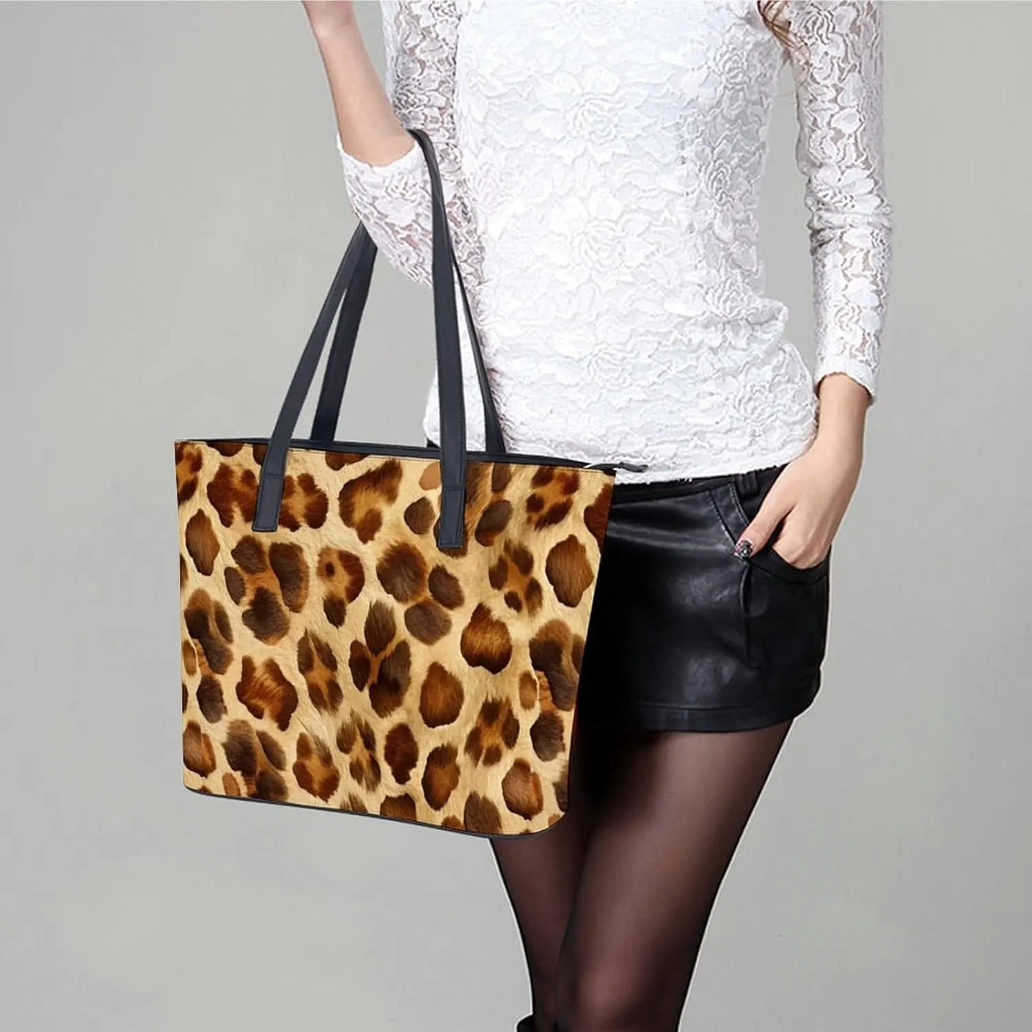 Women's Leather Tote Bag Fashion Handbag for Work Travel Shopping Daily Use Large Capacity Shoulder Purse