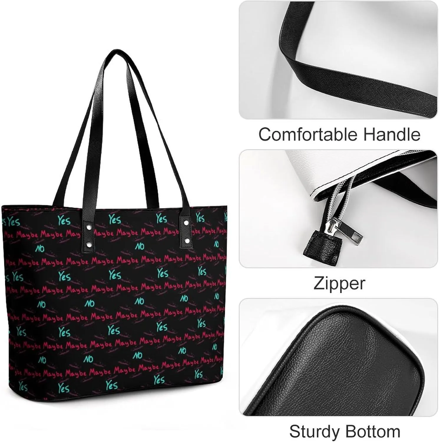 Women's Leather Tote Bag Fashion Handbag for Work Travel Shopping Daily Use Large Capacity Shoulder Purse