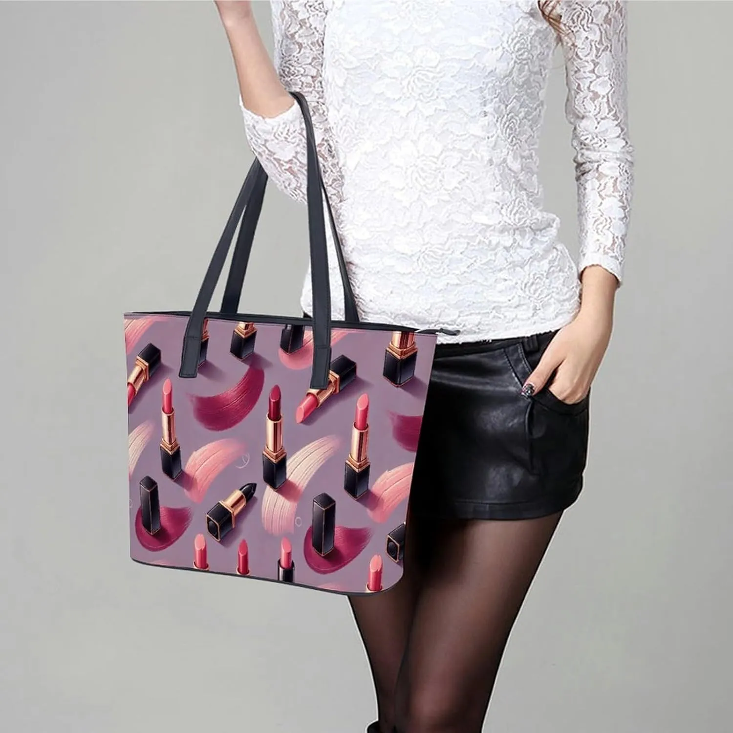 Women's Leather Tote Bag Fashion Handbag for Work Travel Shopping Daily Use Large Capacity Shoulder Purse