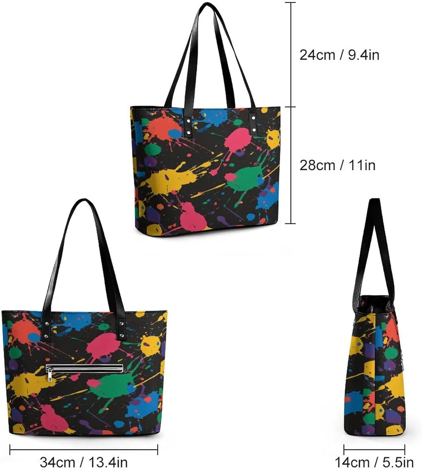 Women's Leather Tote Bag Fashion Handbag for Work Travel Shopping Daily Use Large Capacity Shoulder Purse