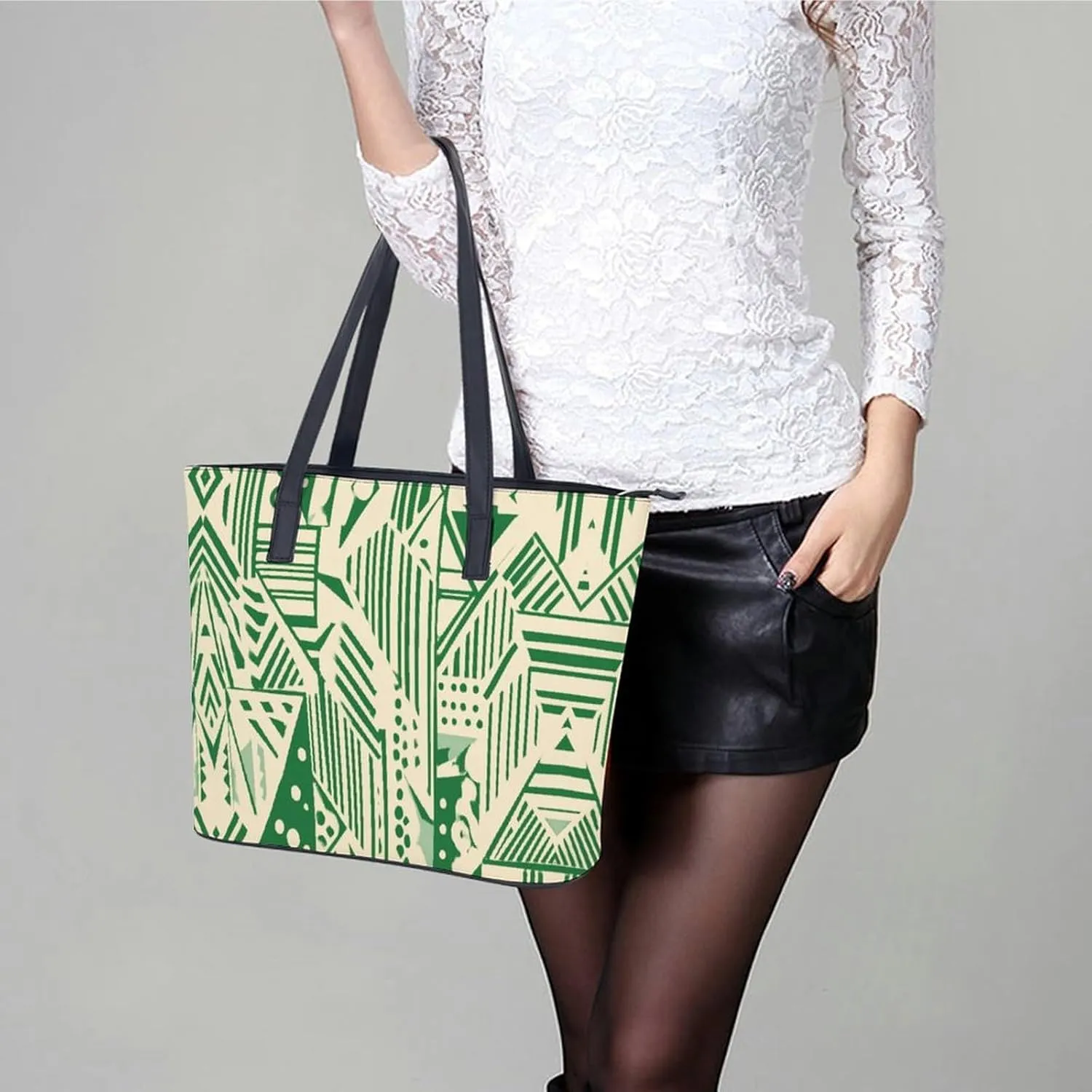 Women's Leather Tote Bag Fashion Handbag for Work Travel Shopping Daily Use Large Capacity Shoulder Purse