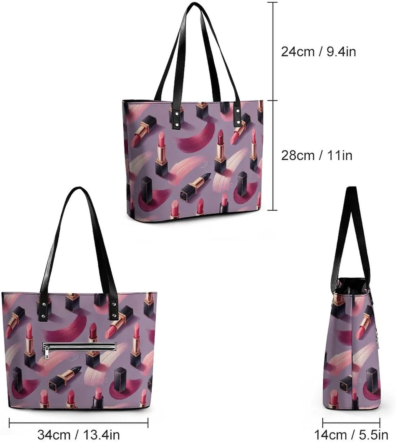 Women's Leather Tote Bag Fashion Handbag for Work Travel Shopping Daily Use Large Capacity Shoulder Purse