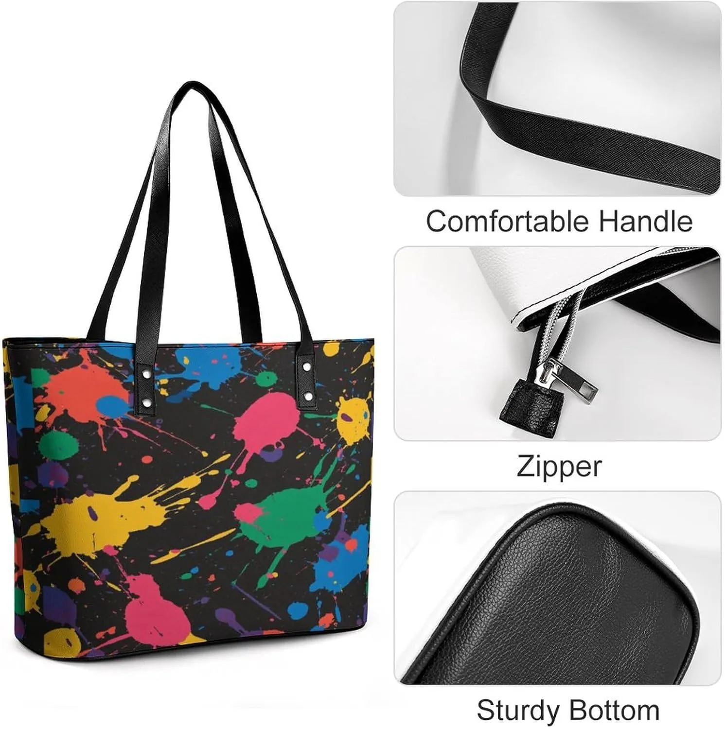 Women's Leather Tote Bag Fashion Handbag for Work Travel Shopping Daily Use Large Capacity Shoulder Purse