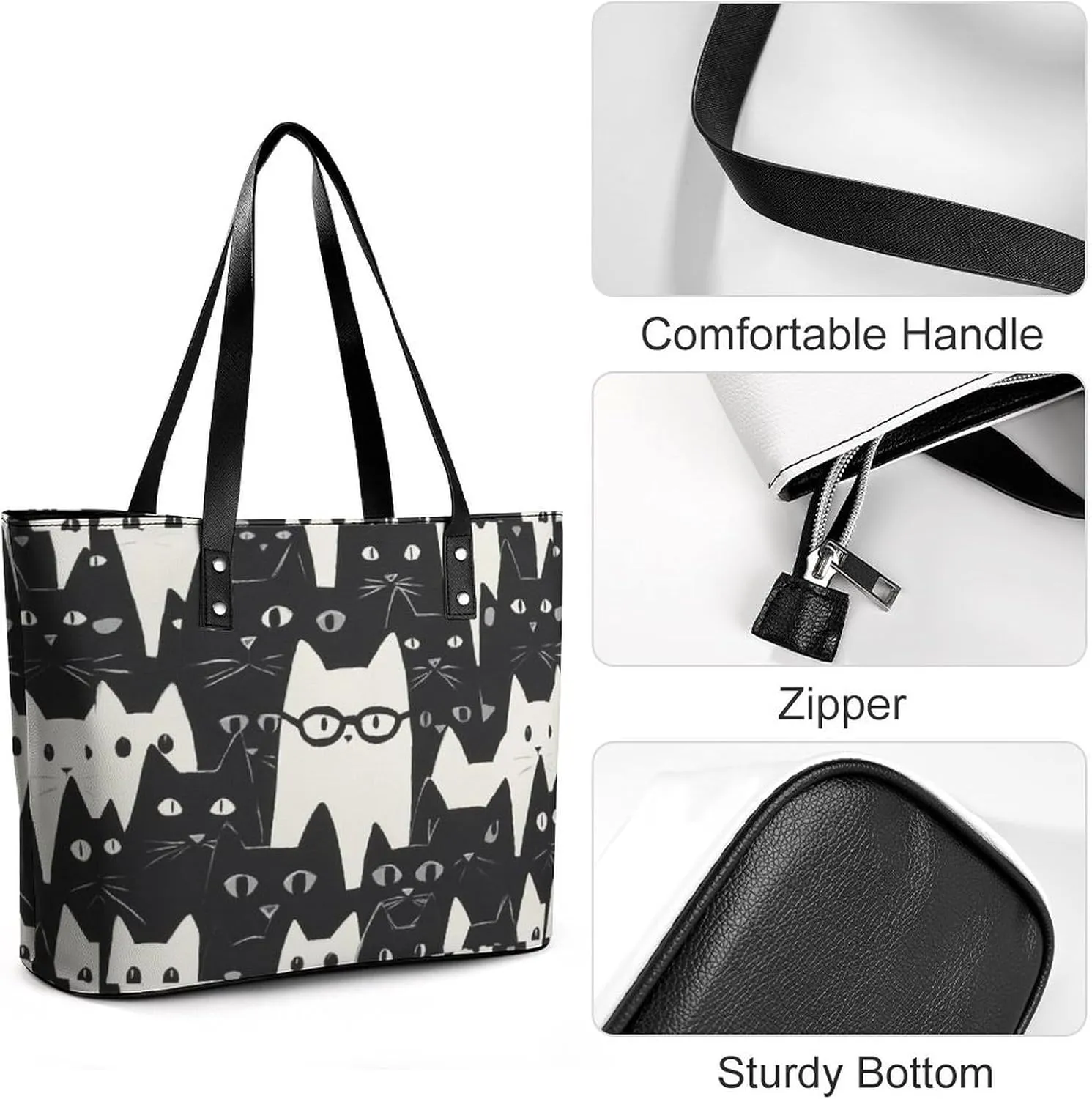 Women's Leather Tote Bag Fashion Handbag for Work Travel Shopping Daily Use Large Capacity Shoulder Purse