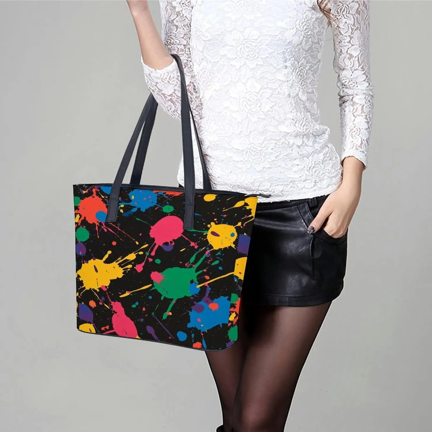Women's Leather Tote Bag Fashion Handbag for Work Travel Shopping Daily Use Large Capacity Shoulder Purse