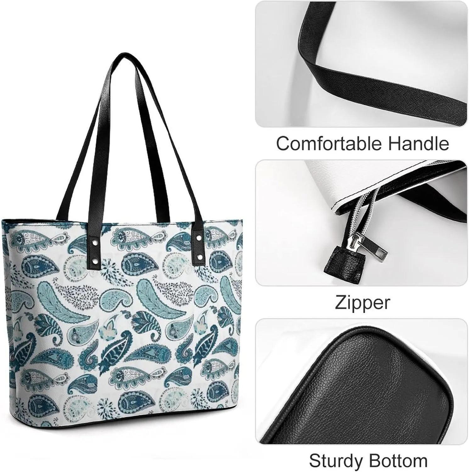 Women's Leather Tote Bag Fashion Handbag for Work Travel Shopping Daily Use Large Capacity Shoulder Purse