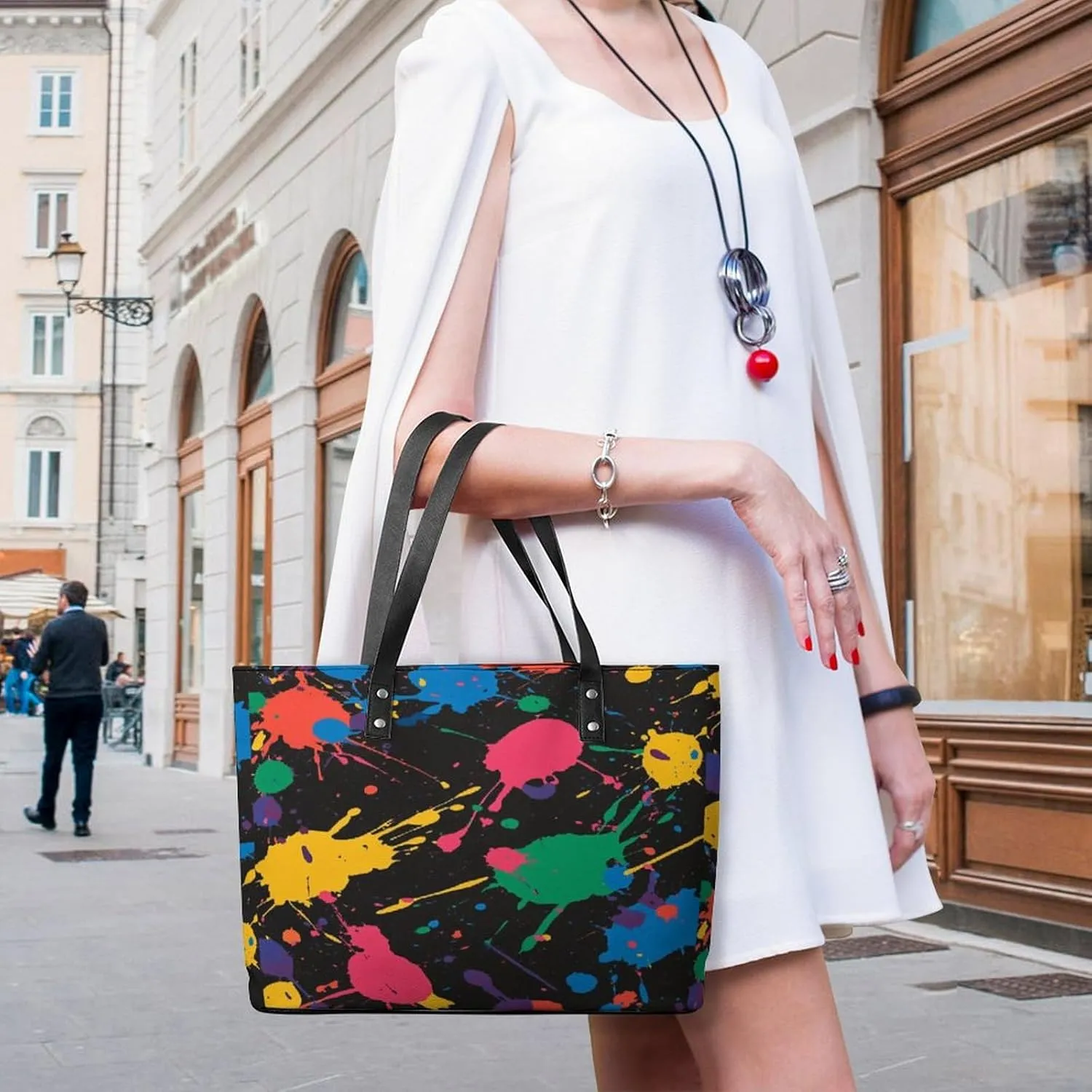 Women's Leather Tote Bag Fashion Handbag for Work Travel Shopping Daily Use Large Capacity Shoulder Purse