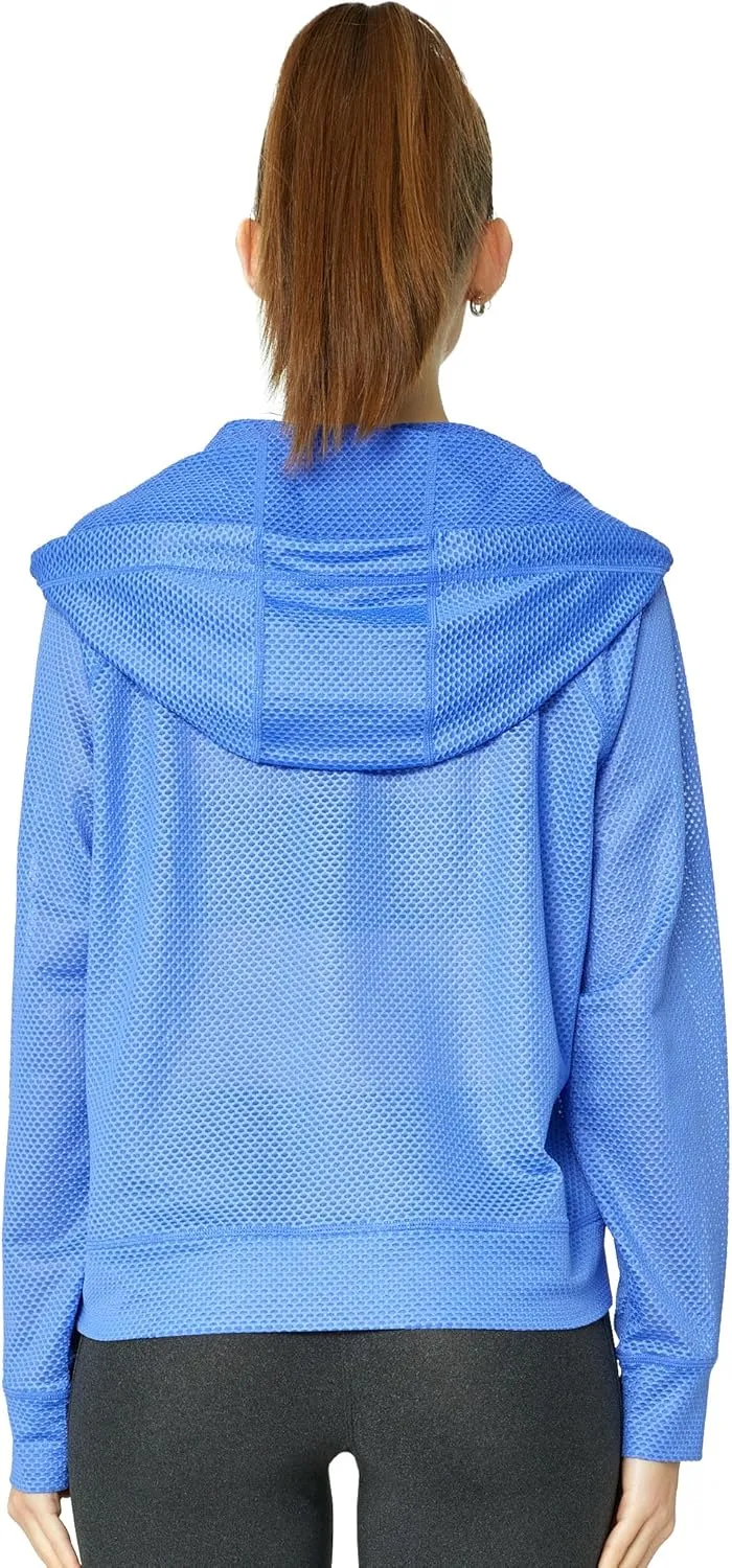 Women's Long Sleeve Mesh Hoody Sheer Hooded Sweatshirt Lightweight Athletic Jacket Zip Up Sheer Hoodie