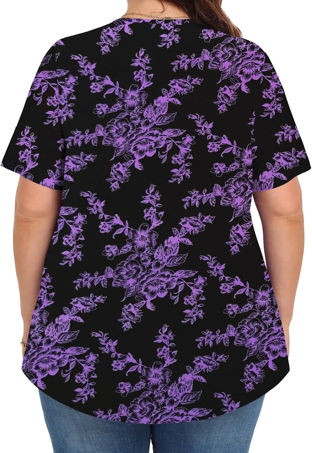 Womens Plus Size Tops Summer Shirts Tunic Short Sleeve Crew Neck Loose Fit Blouse 1X-5X