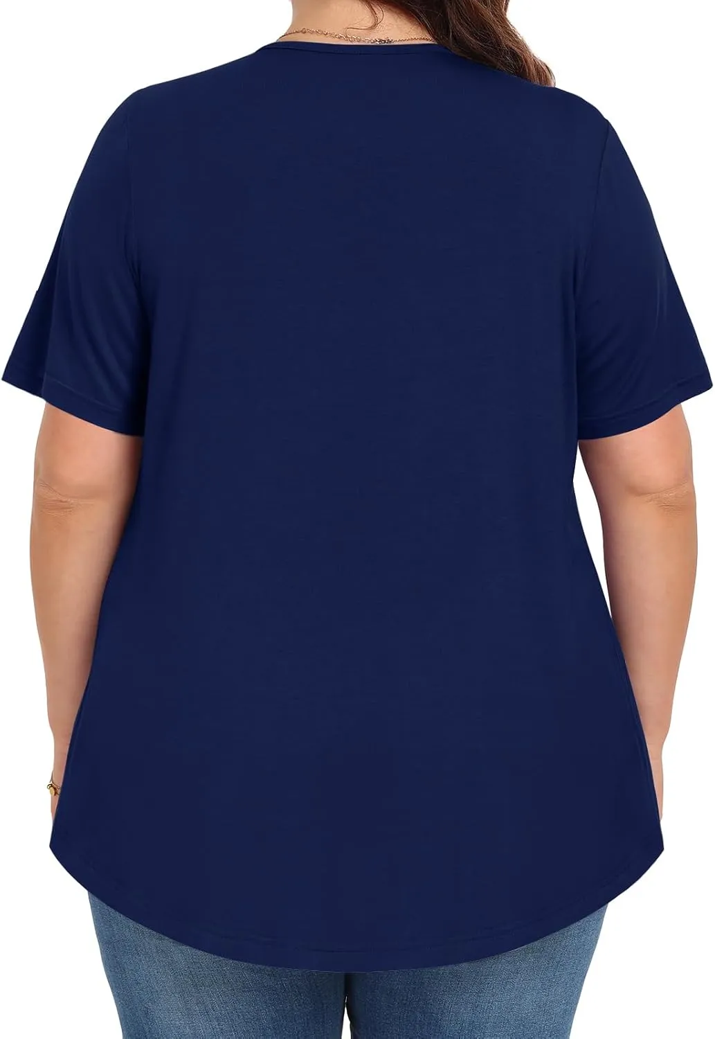 Womens Plus Size Tops Summer Shirts Tunic Short Sleeve Crew Neck Loose Fit Blouse 1X-5X