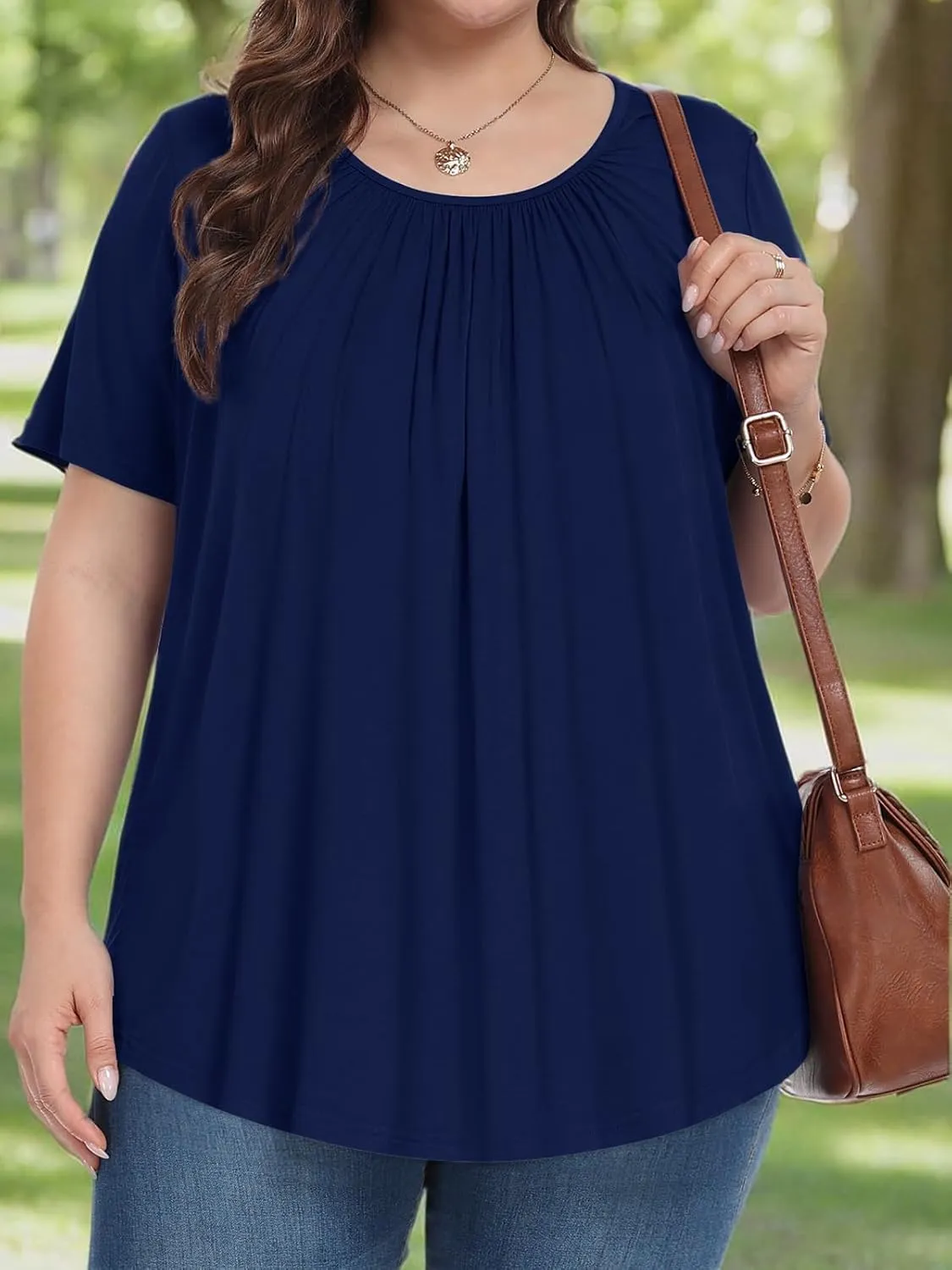 Womens Plus Size Tops Summer Shirts Tunic Short Sleeve Crew Neck Loose Fit Blouse 1X-5X