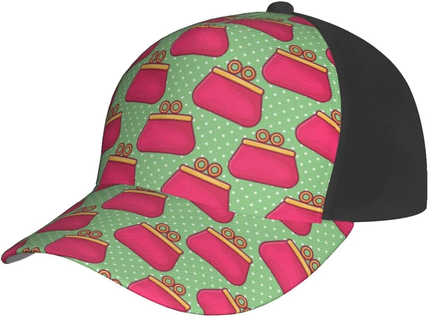 Women's Purse Seamless Pattern Baseball Cap for Men Women Classic Low Profile Golf Dad Hats Adjustable Trucker Hat Black