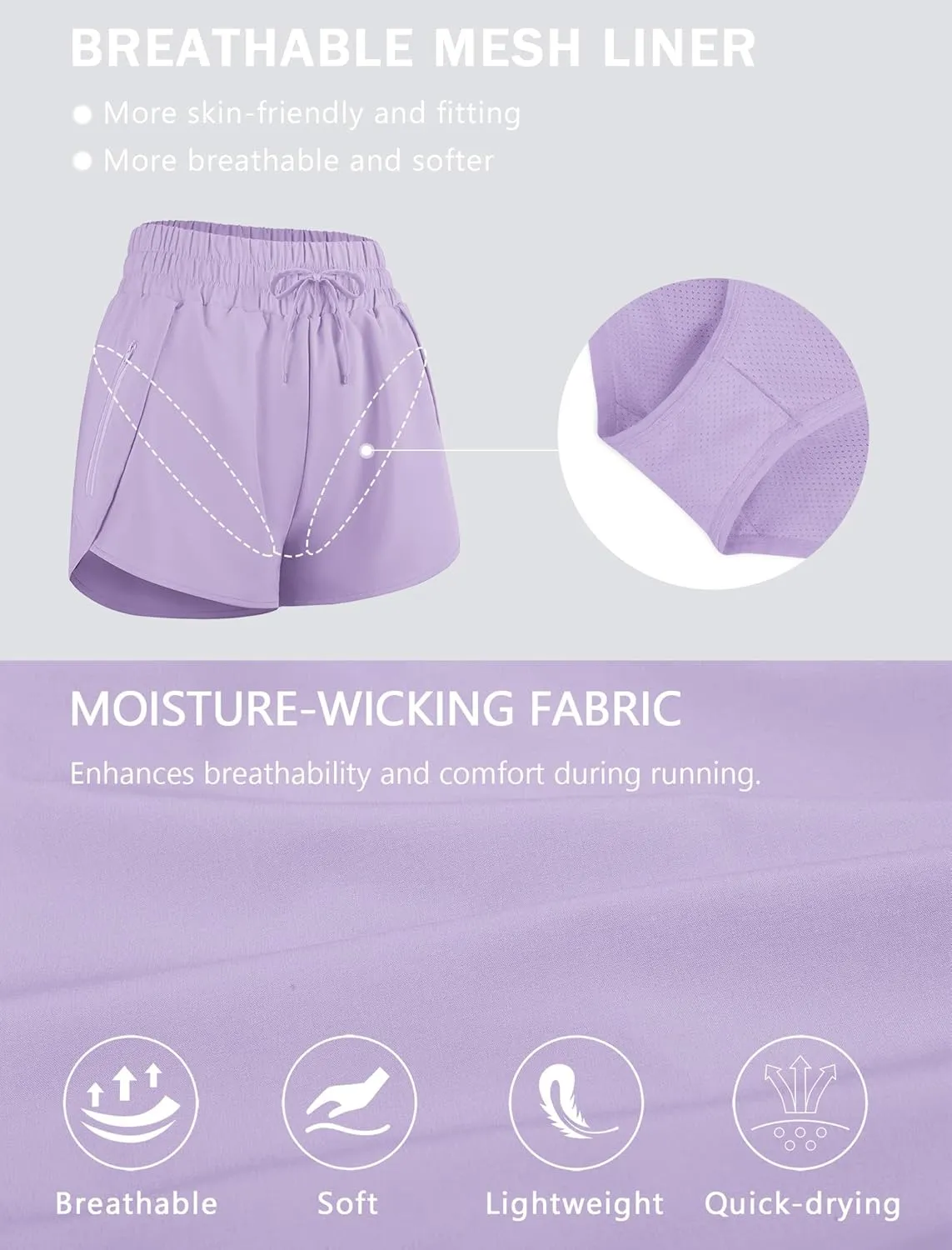 Women's Running Shorts High Waisted Quick Dry Athletic Shorts Sports Workout Gym Track Drawstring Shorts with Pockets