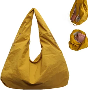 Women's Solid Color Textured Draped Tote Bag Big Capacity Minimalist Versatile Shoulder Bag