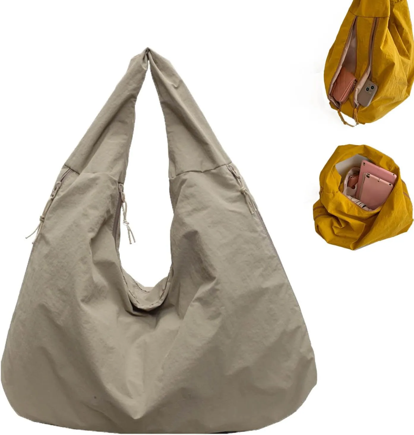 Women's Solid Color Textured Draped Tote Bag Big Capacity Minimalist Versatile Shoulder Bag