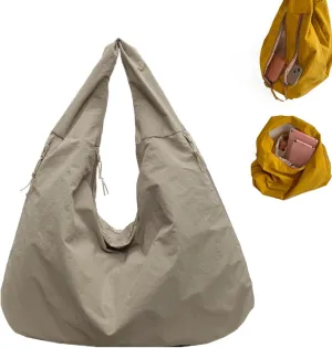 Women's Solid Color Textured Draped Tote Bag Big Capacity Minimalist Versatile Shoulder Bag