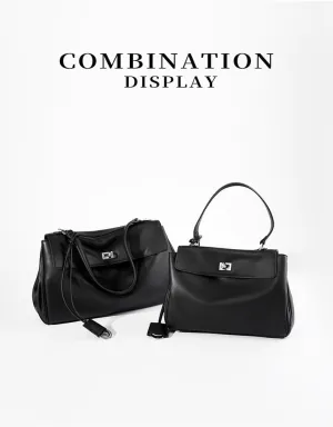 Women's Tote Bag Large Capacity Smooth Calfskin Shoulder Handbag Lock Commuter Underarm Bag