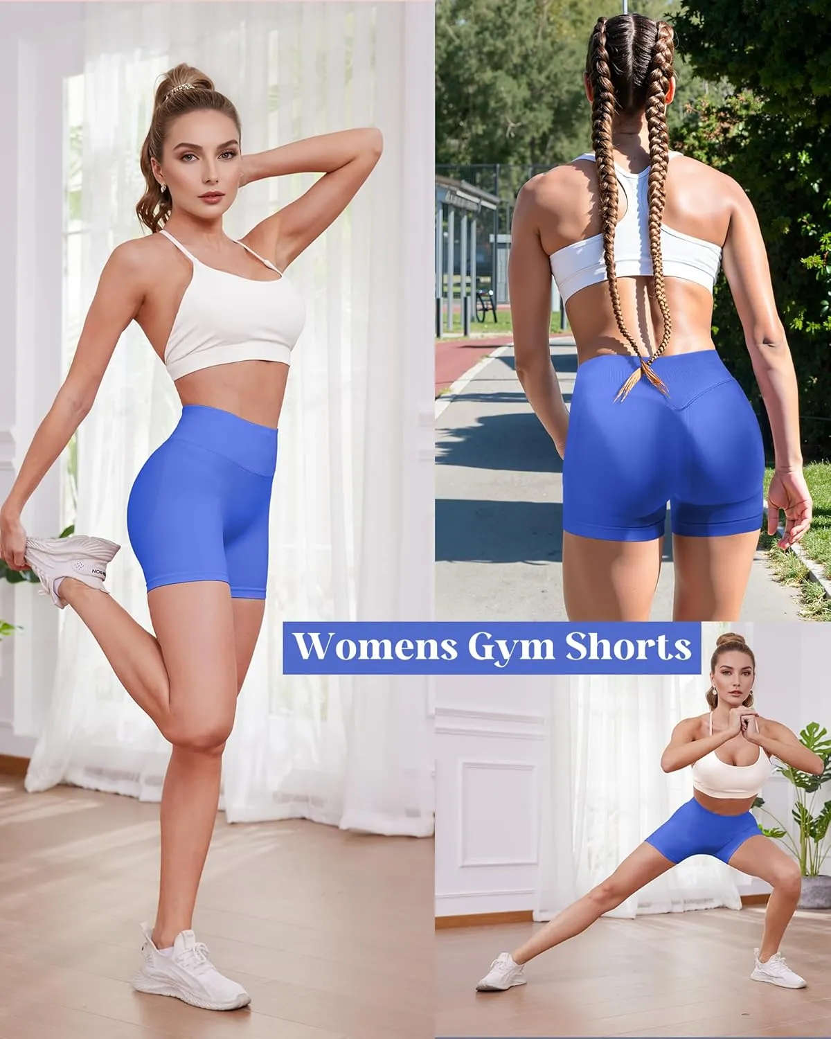 Womens Workout Gym Impact Shorts Seamless Hidden Scrunch Butt Lifting Yoga Shorts with High Waisted Tummy Control