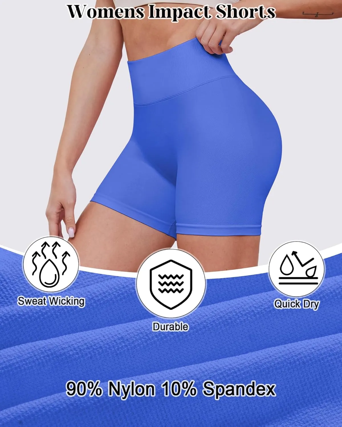 Womens Workout Gym Impact Shorts Seamless Hidden Scrunch Butt Lifting Yoga Shorts with High Waisted Tummy Control