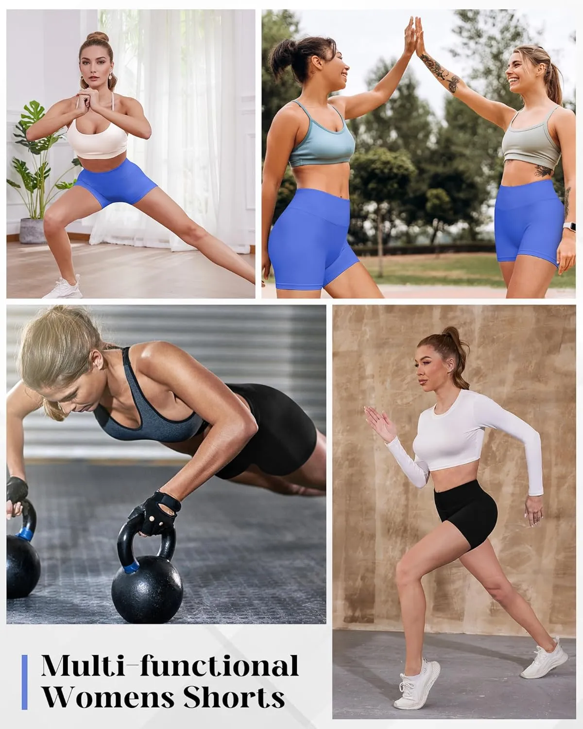 Womens Workout Gym Impact Shorts Seamless Hidden Scrunch Butt Lifting Yoga Shorts with High Waisted Tummy Control