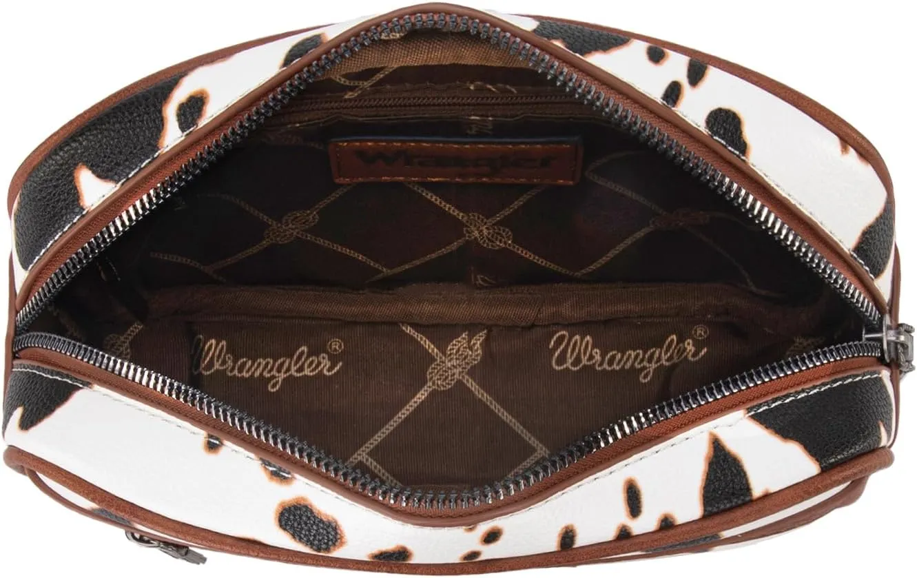Wrangler Waist Pack for Women Cow Print Fanny Pack Men's Crossbody Belt Bag With Adjustable Strap, Brown