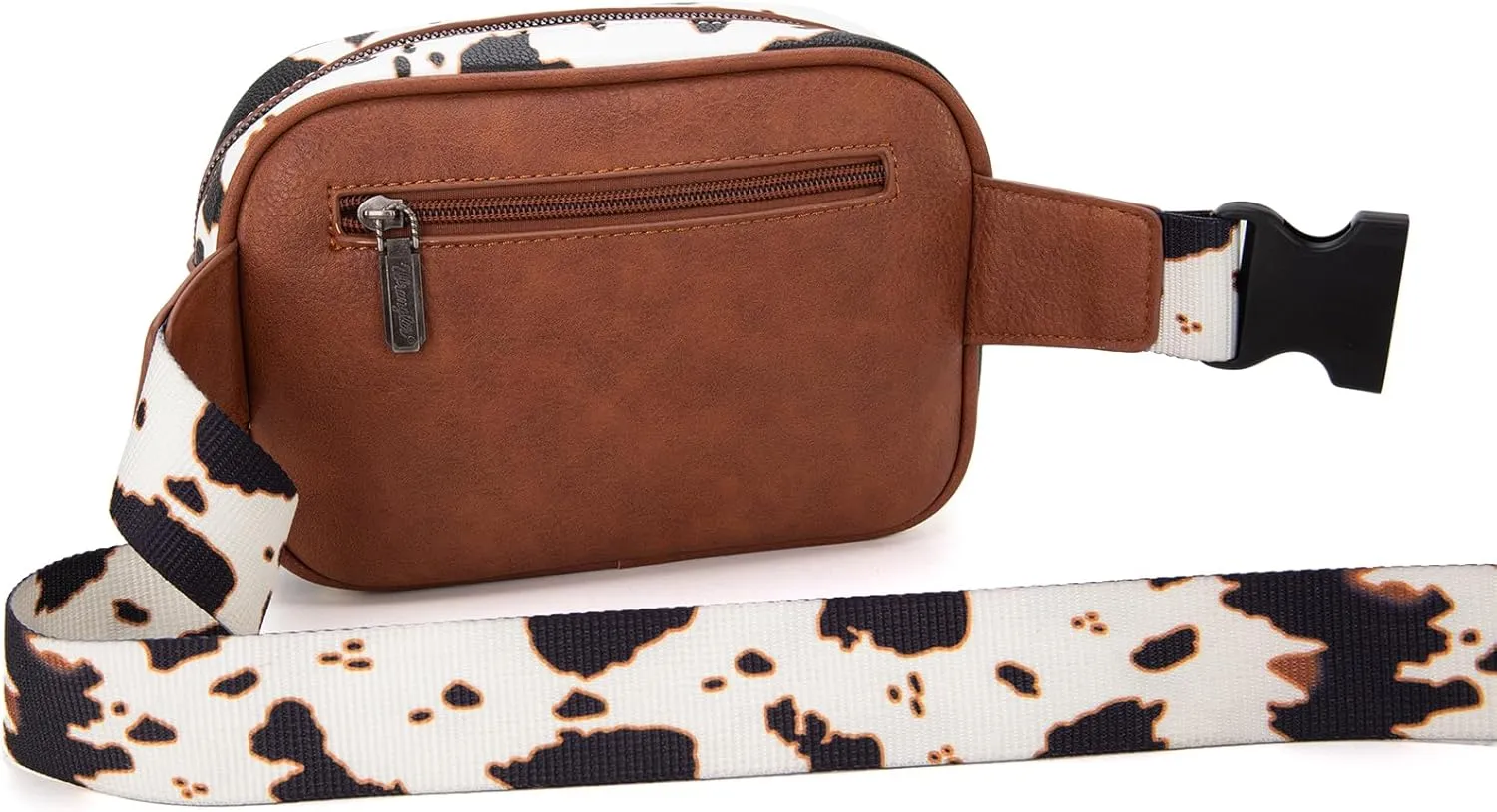 Wrangler Waist Pack for Women Cow Print Fanny Pack Men's Crossbody Belt Bag With Adjustable Strap, Brown