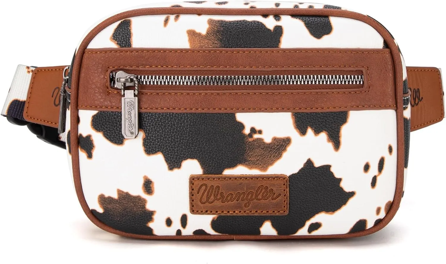 Wrangler Waist Pack for Women Cow Print Fanny Pack Men's Crossbody Belt Bag With Adjustable Strap, Brown